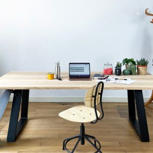 Table bureau U Hephy bois massif